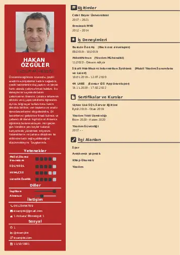 Yazılım Mühendisi Cv Örnekleri cv indir